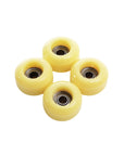 set of 4 bearing wheels street shape 7.5mm diameter butter yellow color