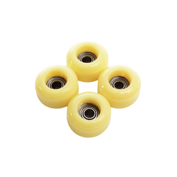 set of 4 bearing wheels street shape 7.5mm diameter butter yellow color