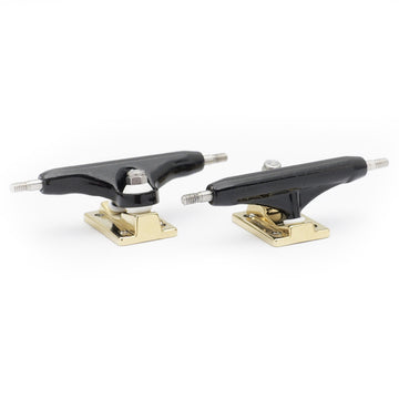 dynamic fingerboard trucks 32mm width black hanger gold locknut baseplate
