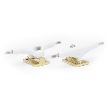 dynamic trucks 34mm width white hanger gold baseplate