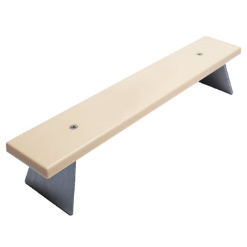 small plastic top bench with metal feet