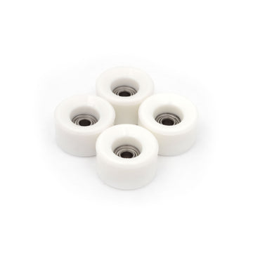 set of 4 bearing wheels cruiser shape 8mm diameter white color