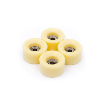 set of 4 bearing wheels cruiser shape 8mm diameter butter yellow color