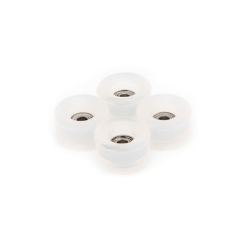 set of 4 bearing wheels cruiser shape 8mm diameter clear translucent color