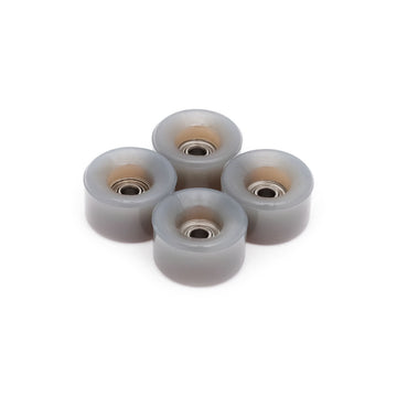 set of 4 bearing wheels cruiser shape 8mm diameter smoke translucent color