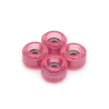 set of 4 bearing wheels mini shape 6.75mm diameter translucent pink color