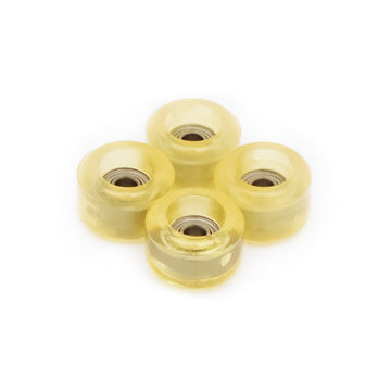set of 4 bearing wheels mini shape 6.75mm diameter translucent yellow color