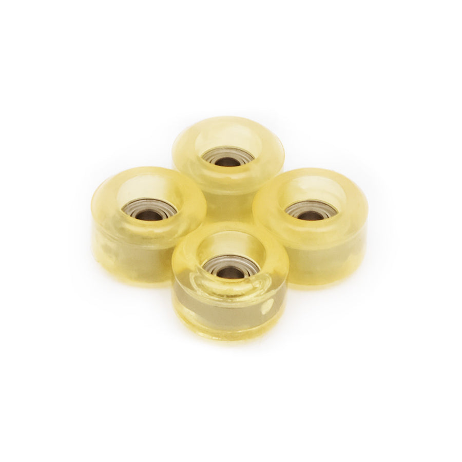 set of 4 bearing wheels mini shape 6.75mm diameter translucent yellow color