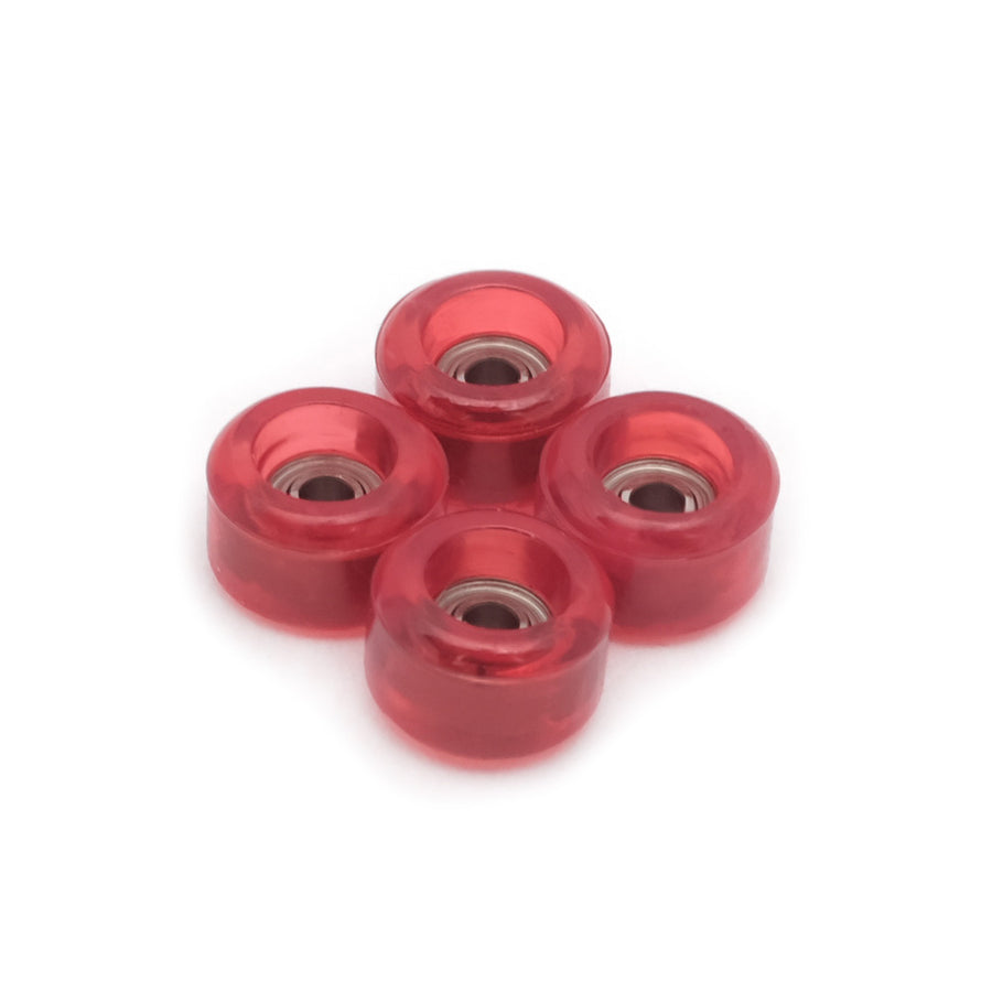 set of 4 bearing wheels mini shape 6.75mm diameter translucent red color