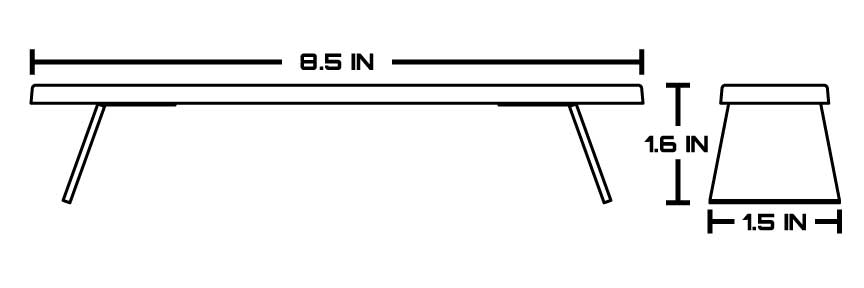 bench dimensions 8.5 inch long by 1.6 inch tall